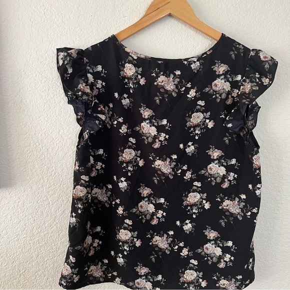 Floral ruffle sleeves top Size XL 12 - Picture 5 of 9